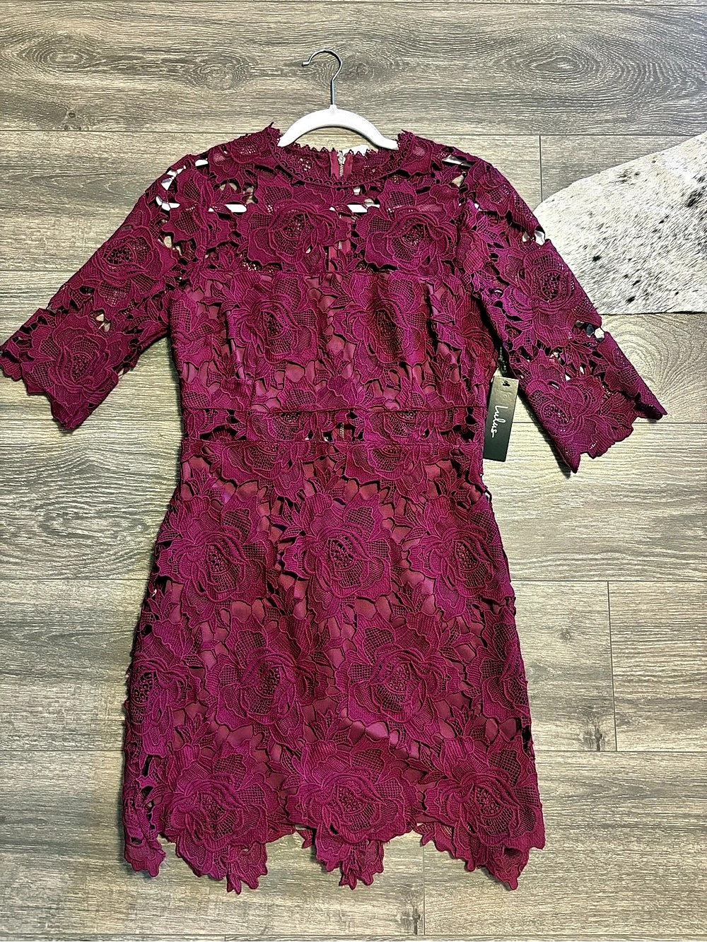 Lulus A Fine Romance Magenta Lace Sheath Dress